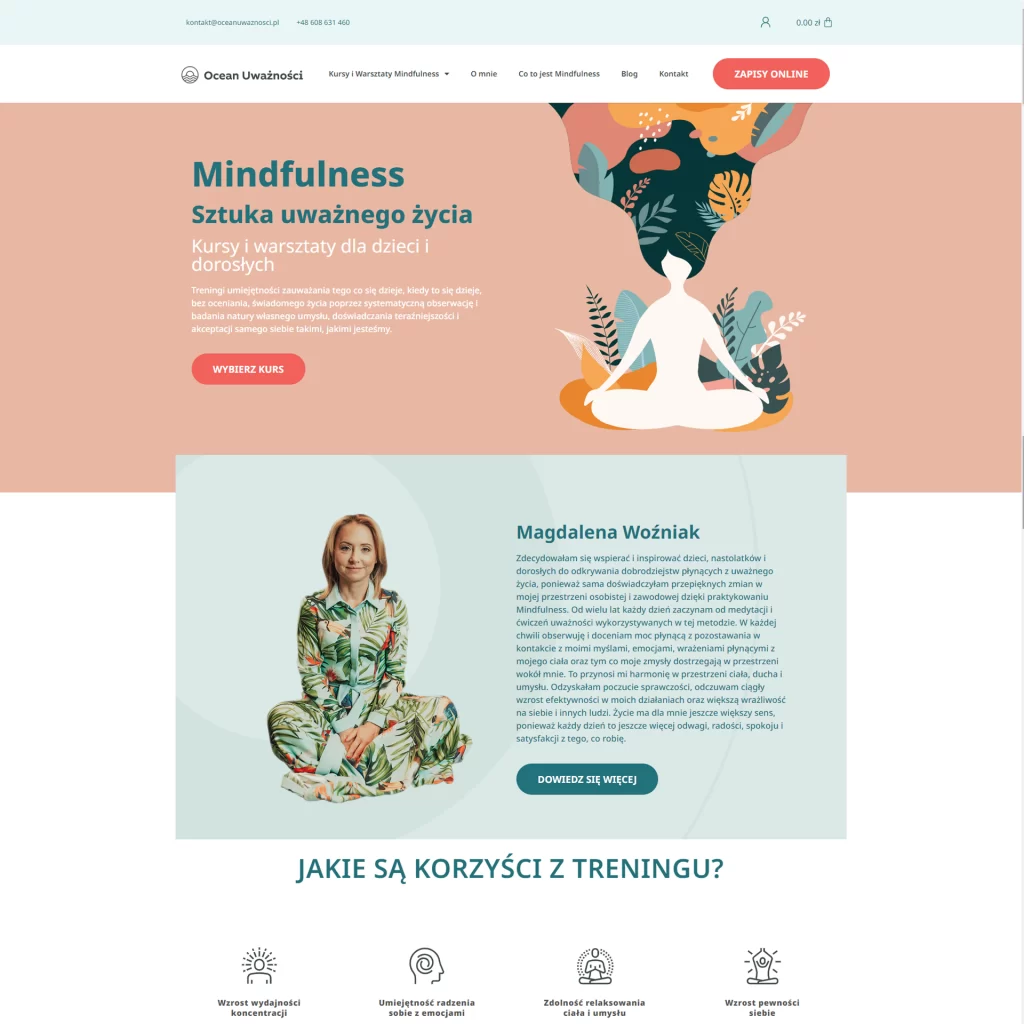 strona internetowa dla trenerki mindfulness