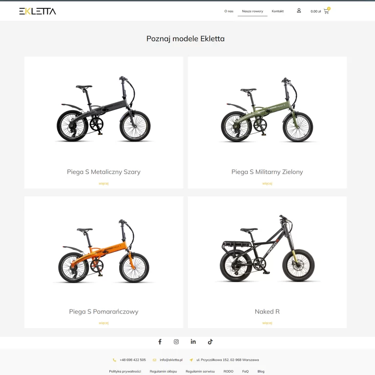 sklep internetowy dla dystrybutora rowerów elektrycznych